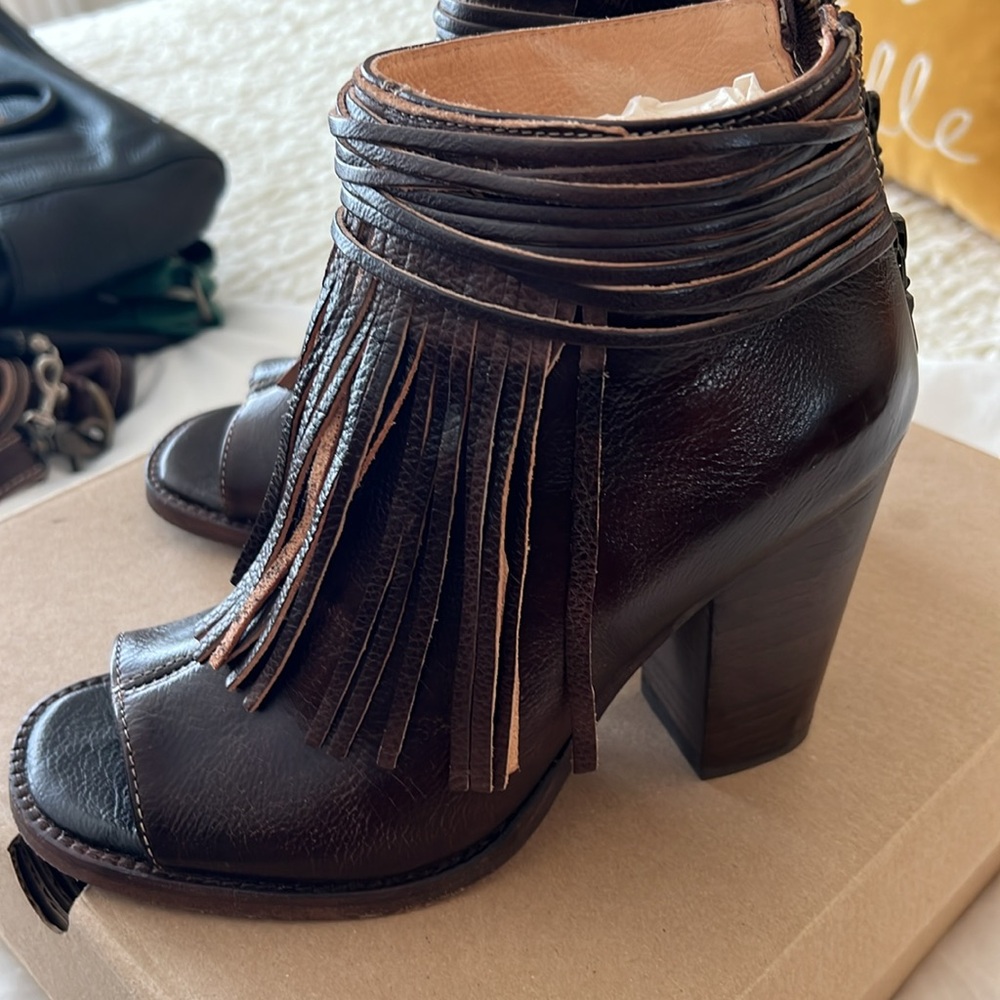 Bed Stu brown rustic fringe booties. - Picture 3 of 6